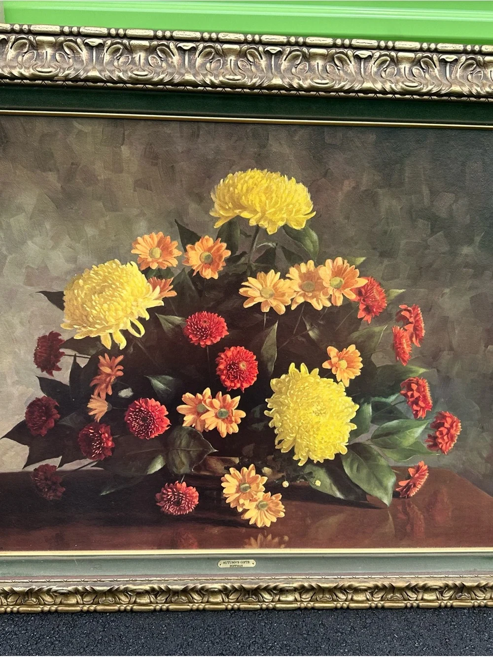 Large Vintage Framed Floral Wall Art – 